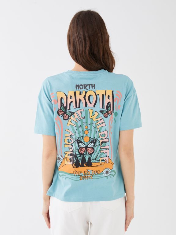 Women's Crew Neck Printed Short Sleeve T-Shirt