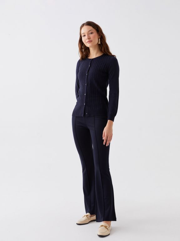 Elastic Waist Slim Fit Women's Trousers