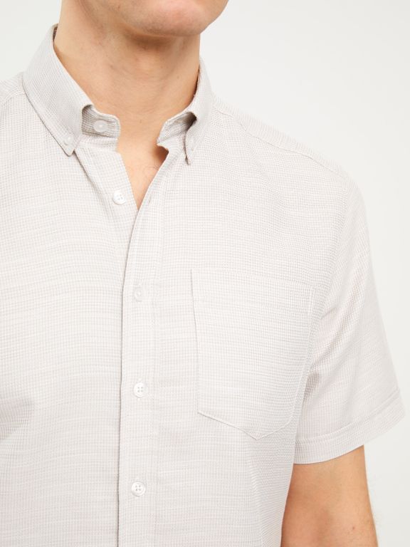 Regular Fit Men's Short Sleeve Dobby Shirt