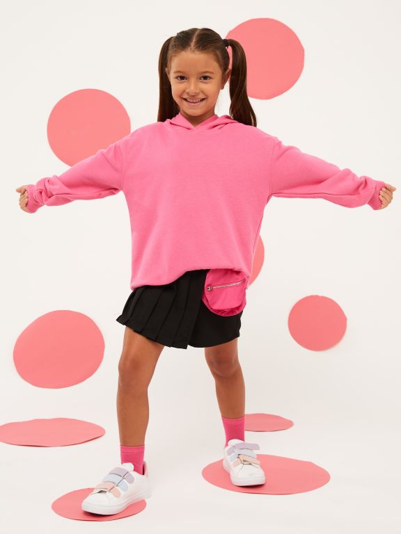 Hooded Basic Long Sleeve Girl Sweatshirt
