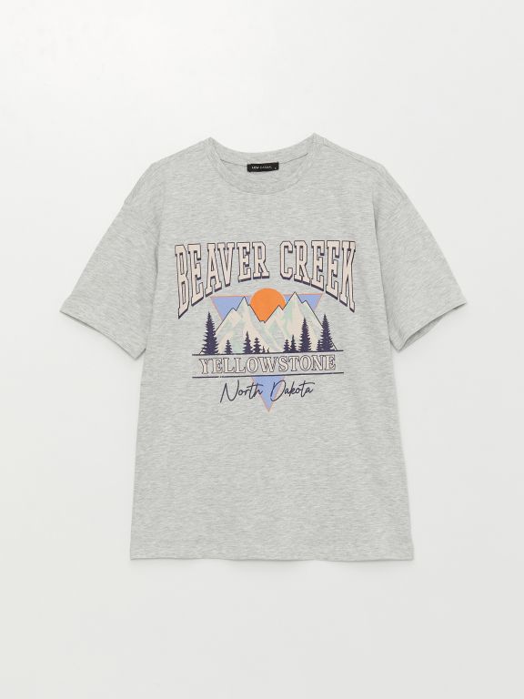 Crew Neck Printed Short Sleeve Oversized T-Shirt