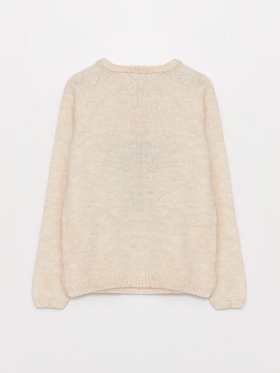 Crew Neck Patterned Long Sleeve Girl Tricot Sweater