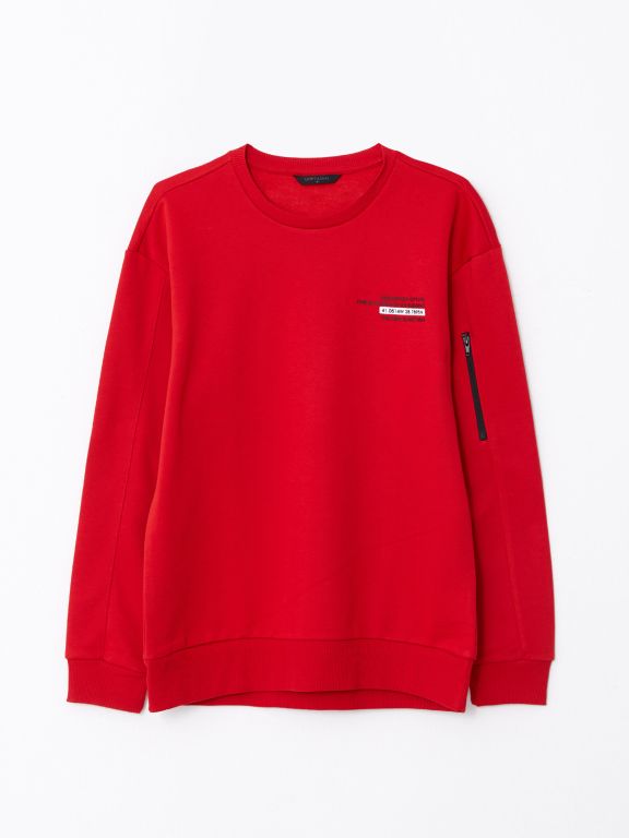 Oversize Crew Neck Long Sleeve Printed Men's Sweatshirt
