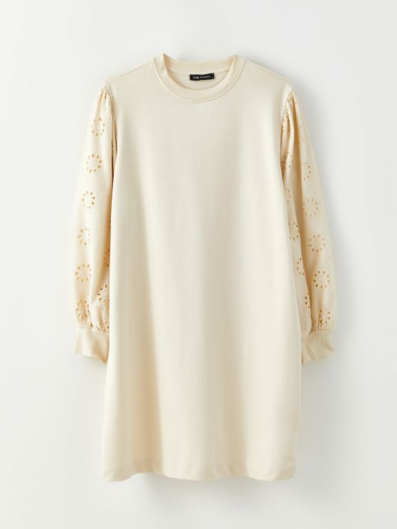 Crew Neck Embroidered Long Sleeve Women's Tunic