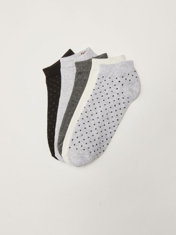 Patterned Glitter Detailed Women's Booties Socks 5-Pack
