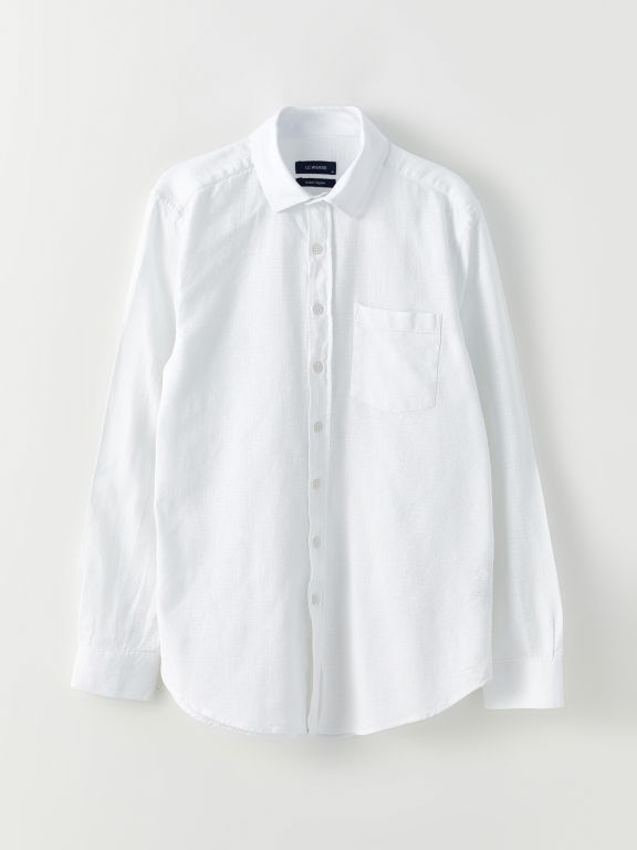 Regular Fit Long Sleeve Men's Poplin Shirt