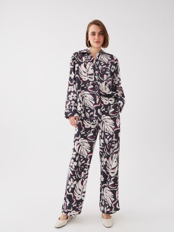 Elastic Waist Comfortable Pattern Patterned Women's Trousers