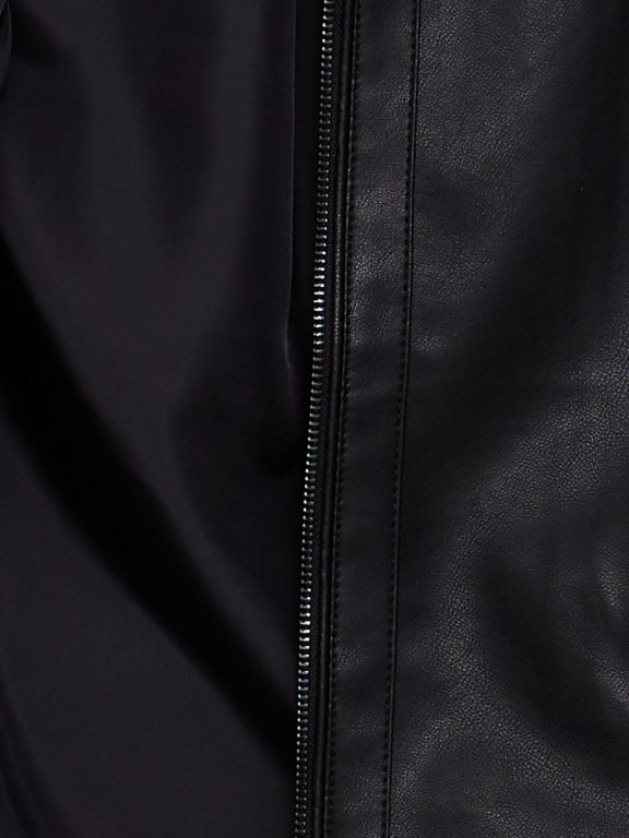 Crew Neck Regular Long Sleeve Women's Faux Leather Jacket