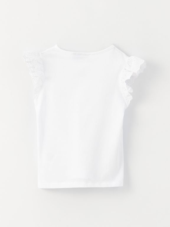Crew Neck Elsa Printed Short Sleeve Girls T-Shirt