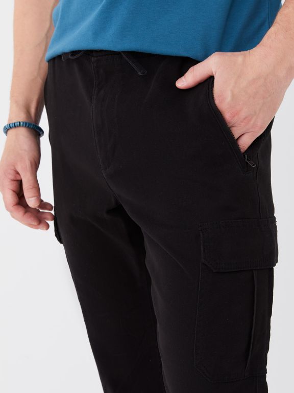Slim Fit Gabardine Men's Cargo Trousers