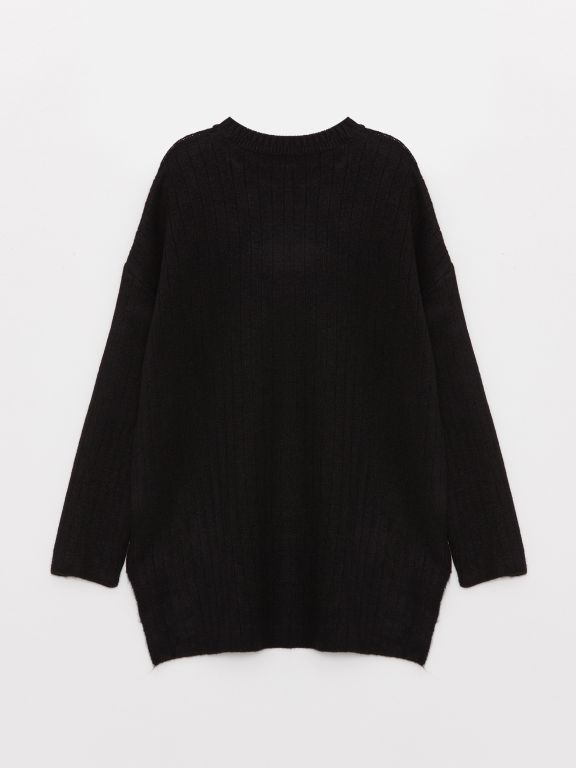Crew Neck Straight Long Sleeve Oversize Women's Knitwear Sweater