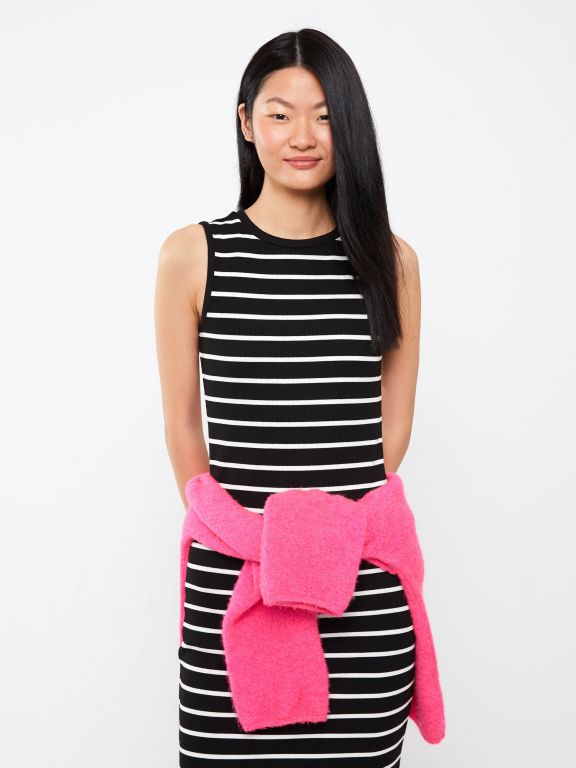 Crew Neck Striped Women's Dress