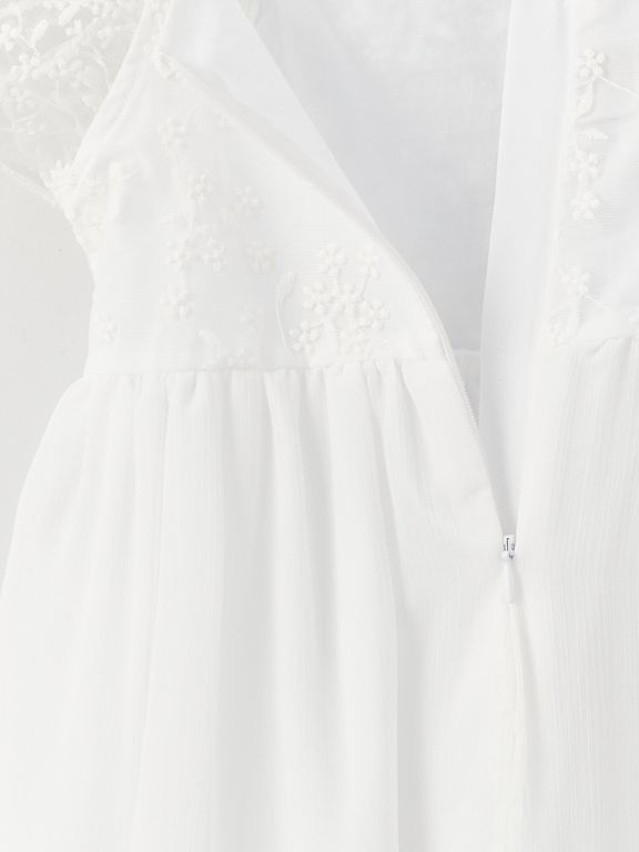 Square Collar Embroidered Short Sleeve Girls' Dress