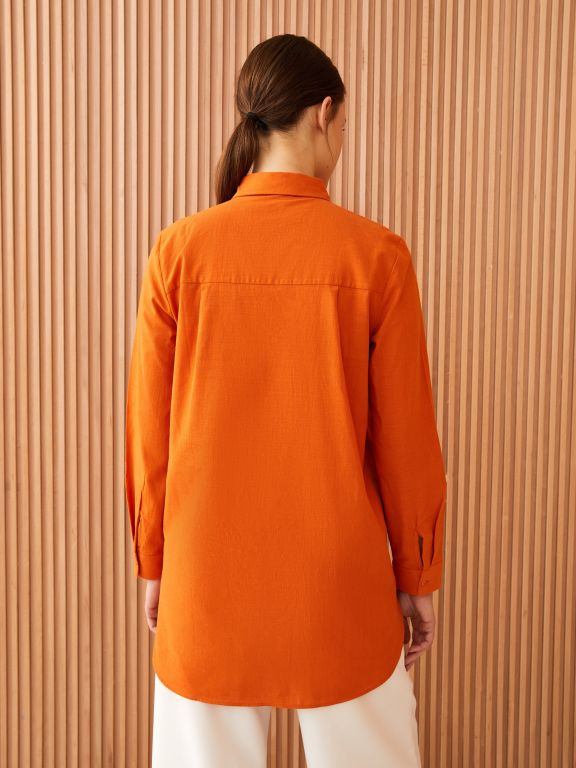 Shirt Collar Straight Long Sleeve Women's Tunic