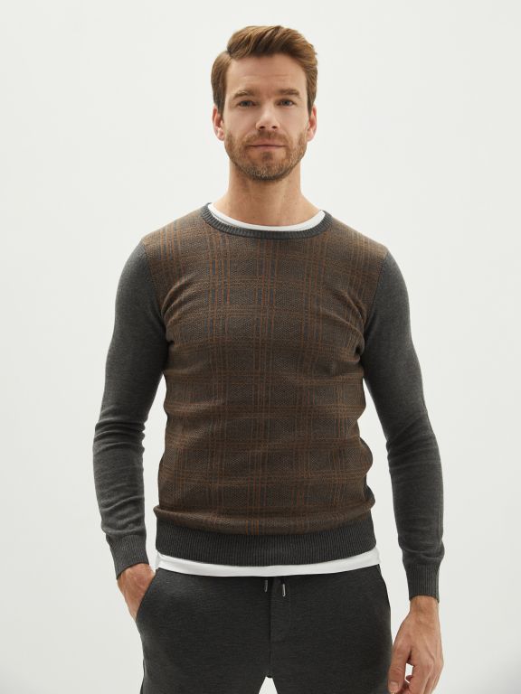 Crew Neck Long Sleeve Men's Tricot Sweater