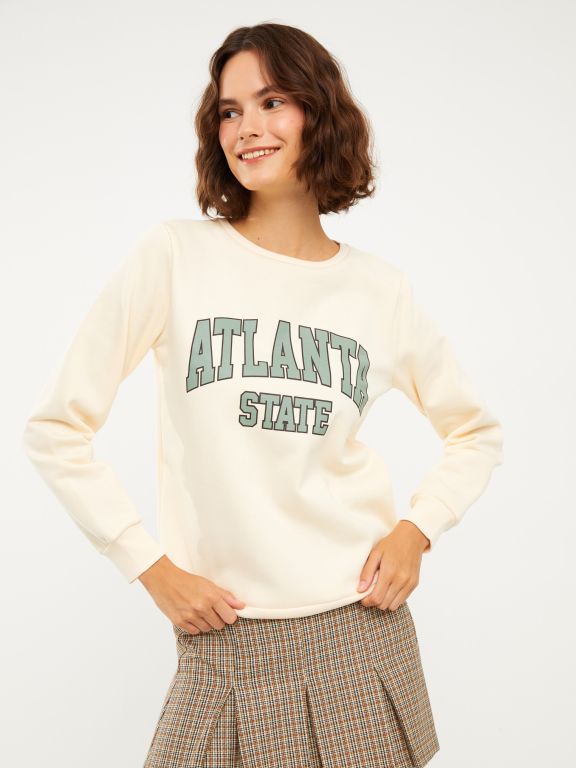 Crew Neck Printed Long Sleeve Women's Sweatshirt