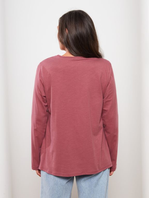 Crew Neck Regular Long Sleeve Cotton Women's T-shirt