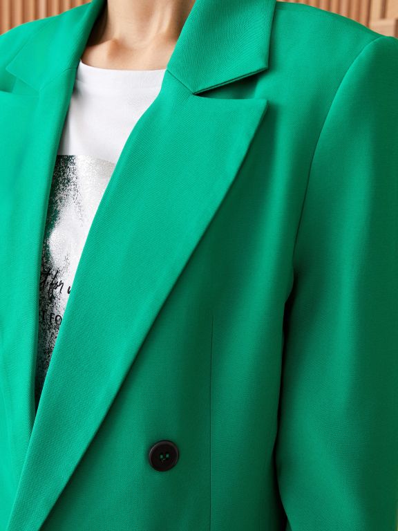 Women's Straight Long Sleeve Gabardine Blazer Jacket