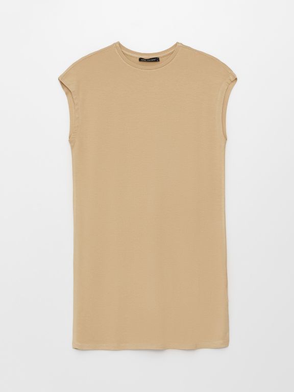 Women's Crew Neck Straight Sleeveless Tunic