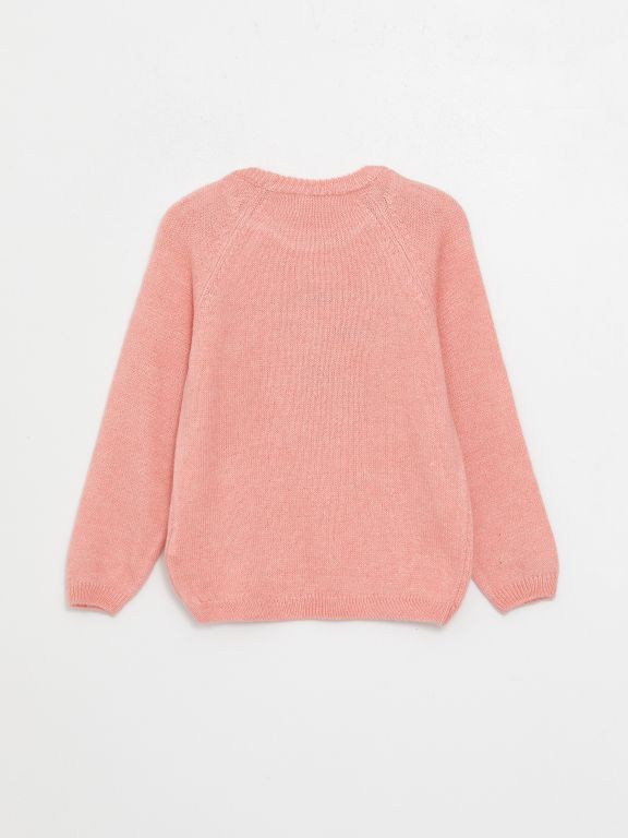 Crew Neck Patterned Long Sleeve Girl Tricot Sweater