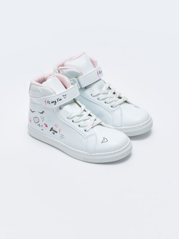 Printed Lace-Up Velcro and Zipper Ankle Boy Girl Sports Shoes