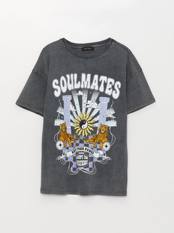 Crew Neck Printed Short Sleeve Women's T-shirt
