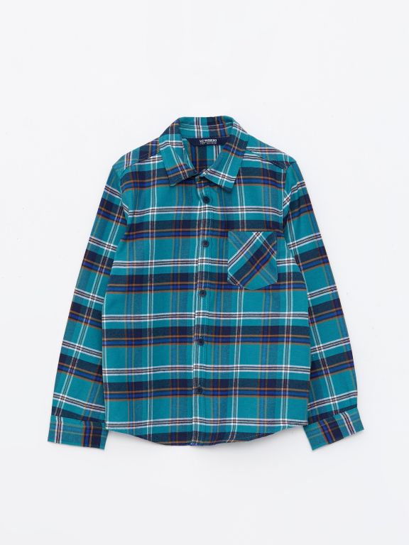 Plaid Long Sleeve Gabardine Boy Shirt
