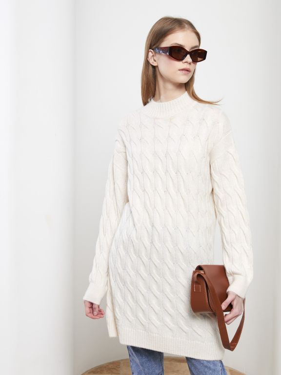Half Turtleneck Patterned Long Sleeve Women's Knitwear Tunic