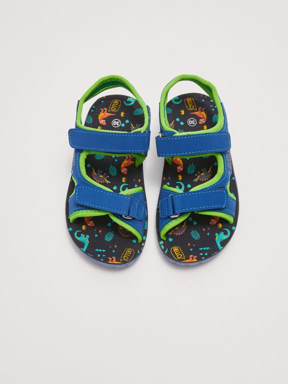 Printed Double Banded Hook and Loop Boys Sandals