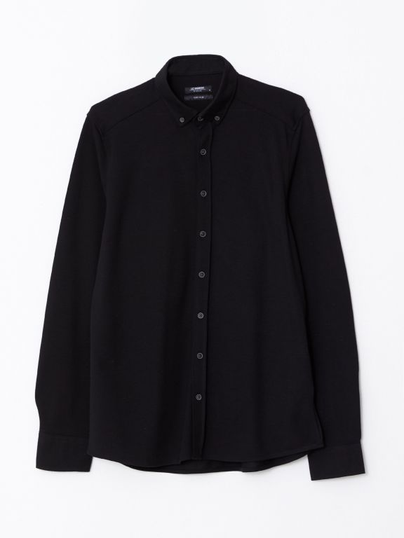 Slim Fit Long Sleeve Knitted Men's Shirt