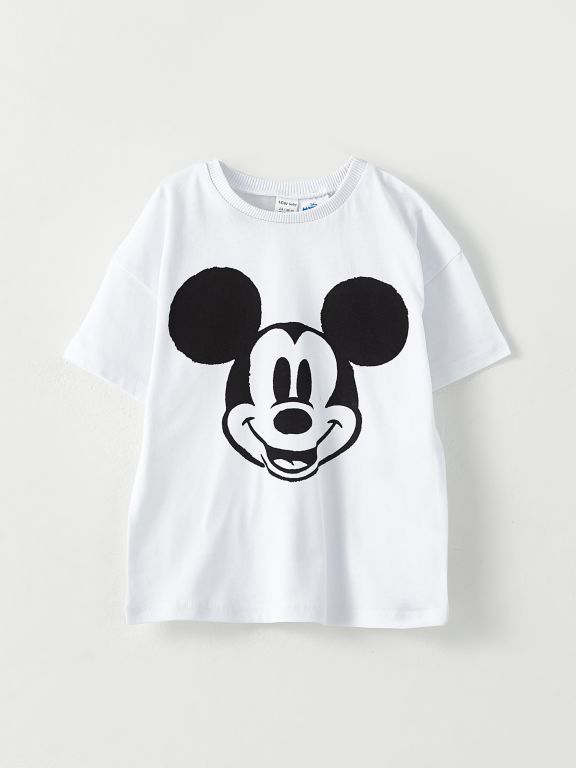 Crew Neck Short Sleeve Mickey Mouse Printed T-Shirt and Salopet Baby Boy 2 Set