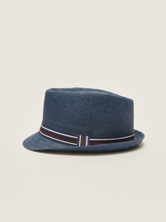 Piping Detailed Straw Men's Fedora Hat