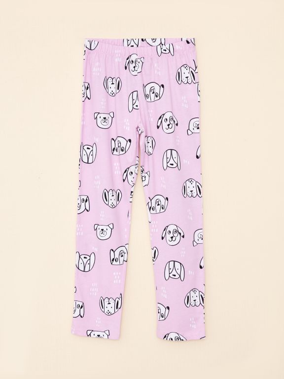 Shirt Neck Printed Long Sleeve Organic Cotton Girl Pajama Set