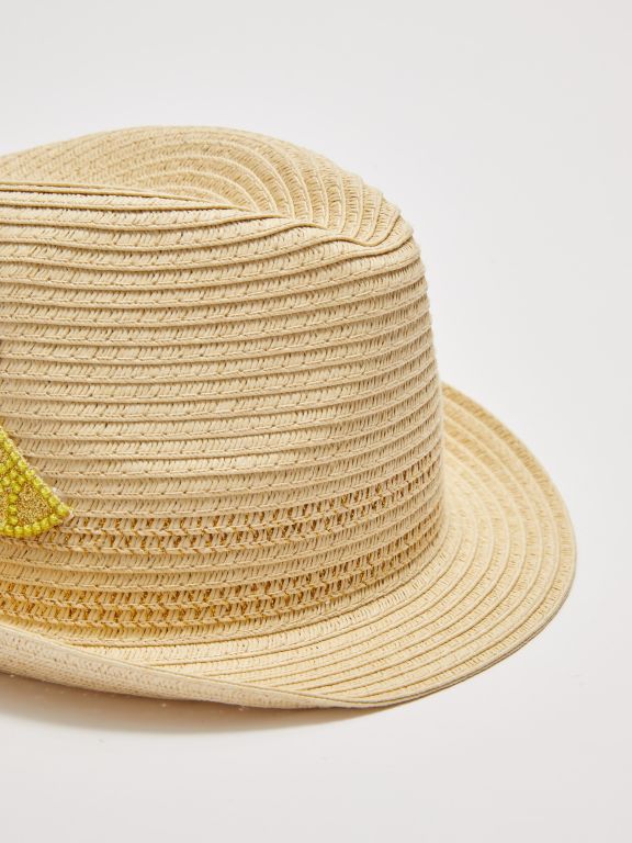 Patch Detail Girl's Straw Fedora Hat