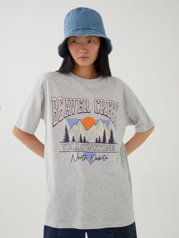 Crew Neck Printed Short Sleeve Oversized T-Shirt