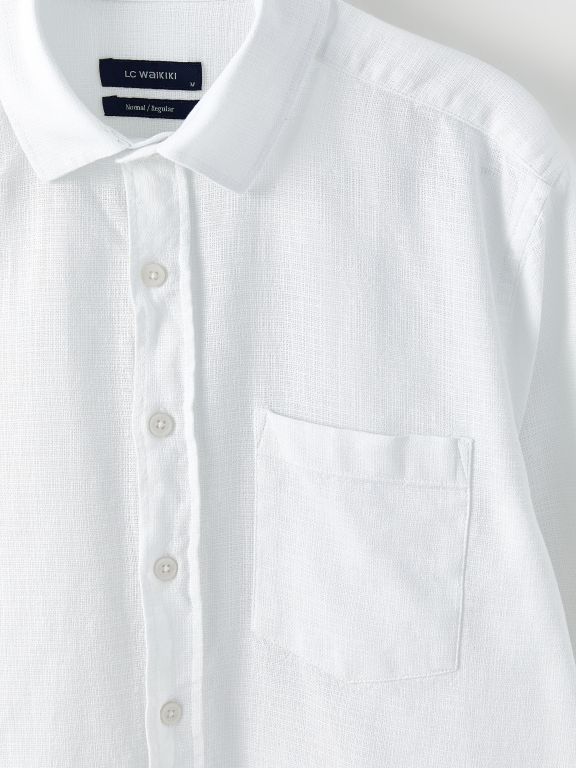 Regular Fit Long Sleeve Men's Poplin Shirt