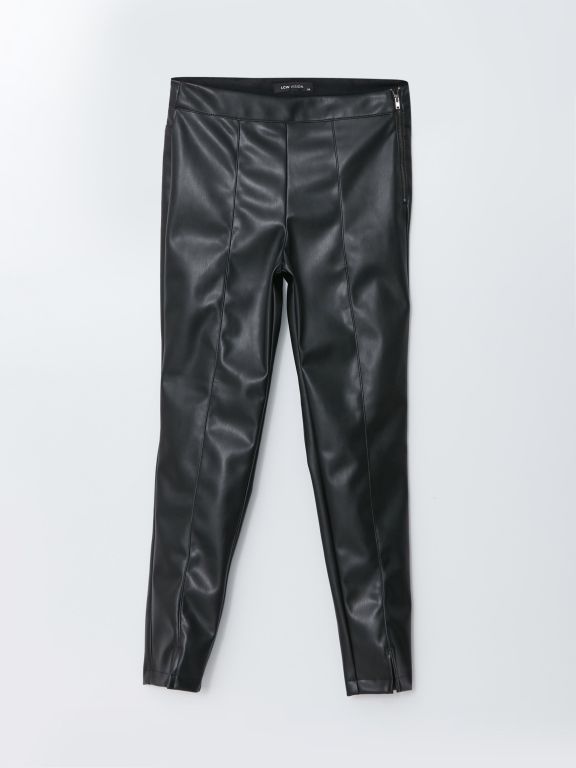 Standard Fit Regular Faux Leather Women's Trousers