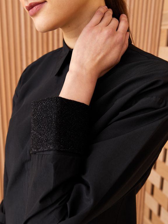 Shirt Collar Straight Long Sleeve Oversize Poplin Women's Tunic