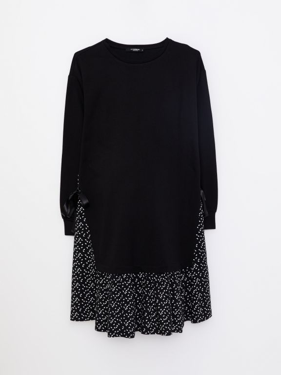 Crew Neck Patterned Long Sleeve Maternity Dress