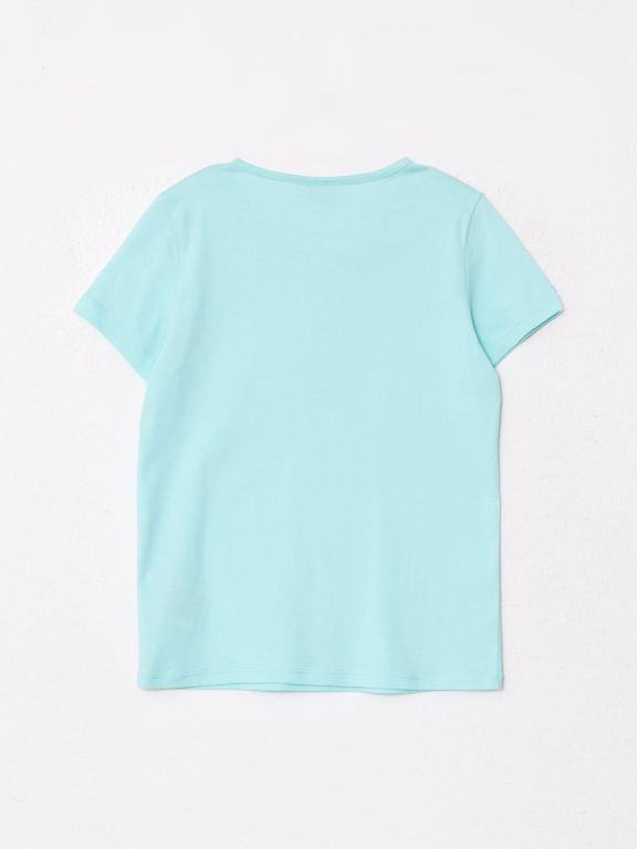Crew Neck Printed Short Sleeve Cotton Girl T-shirt