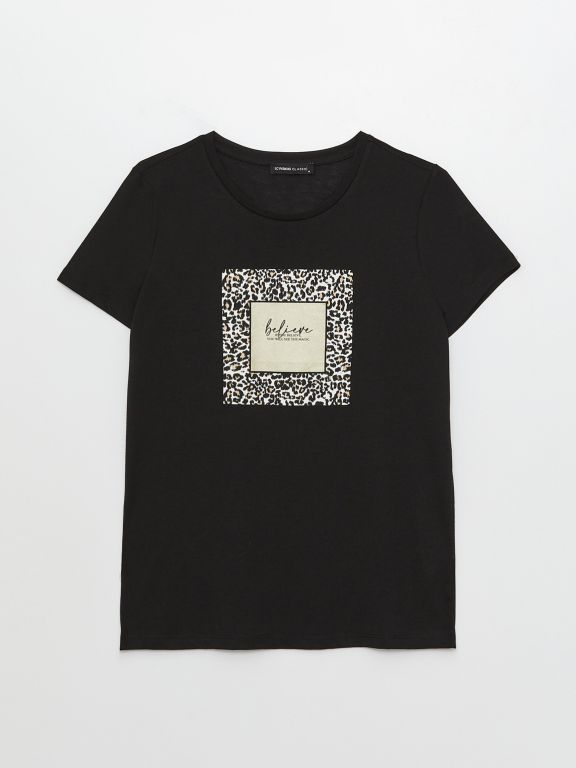 Crew Neck Printed Short Sleeve Women's T-shirt