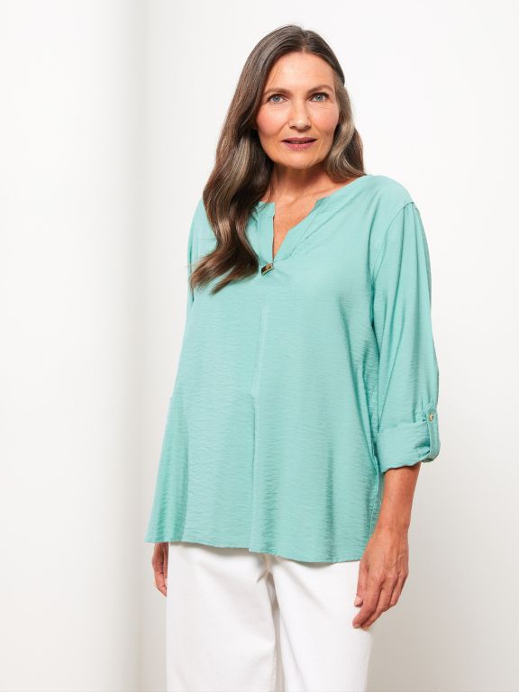 Johnny Collar Regular Long Sleeve Gabardine Women's Blouse