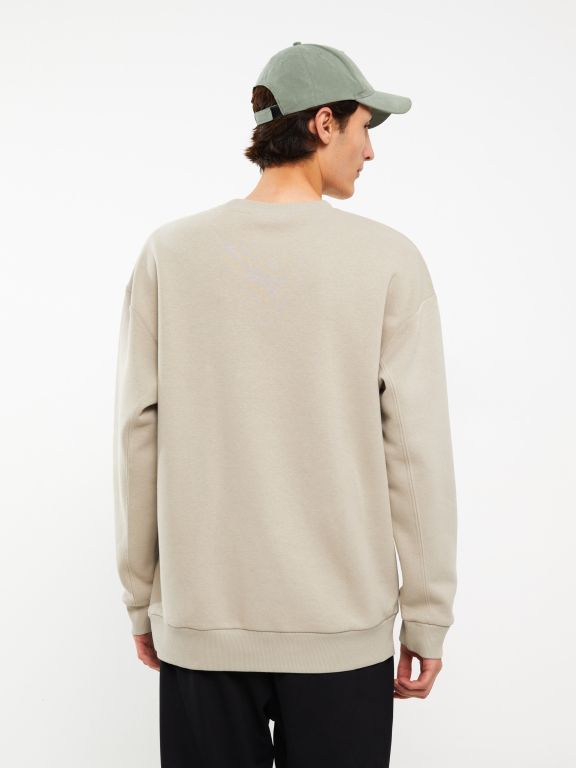 Crew Neck Long Sleeve Printed Men's Sweatshirt