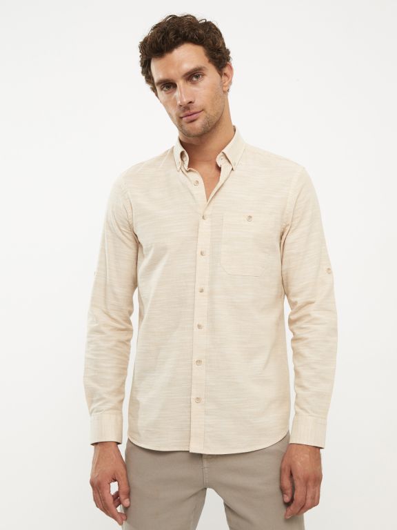 Regular Fit Long Sleeve Patterned Men's Shirt