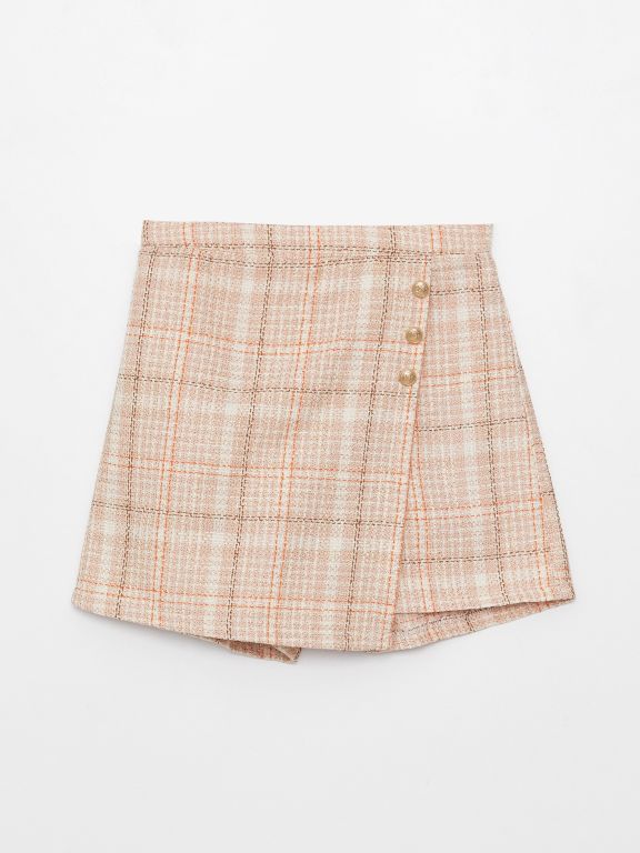 Elastic Waist Plaid Girl Short Skirt