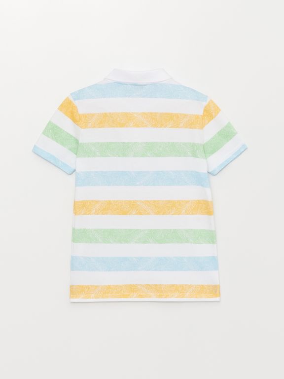 Polo Neck Striped Short Sleeve Boy T-Shirt