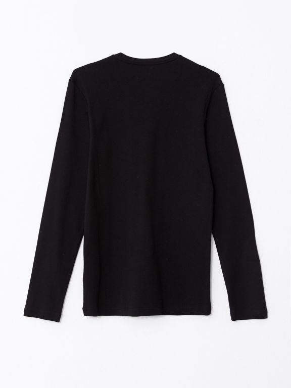 V Neck Long Sleeve Combed Cotton Men's T-shirt