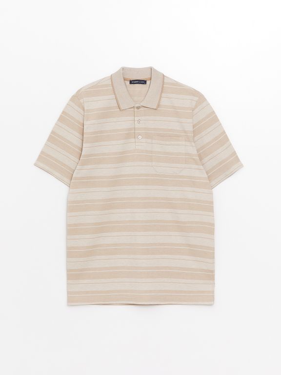 Polo Neck Short Sleeve Striped Men's T-Shirt