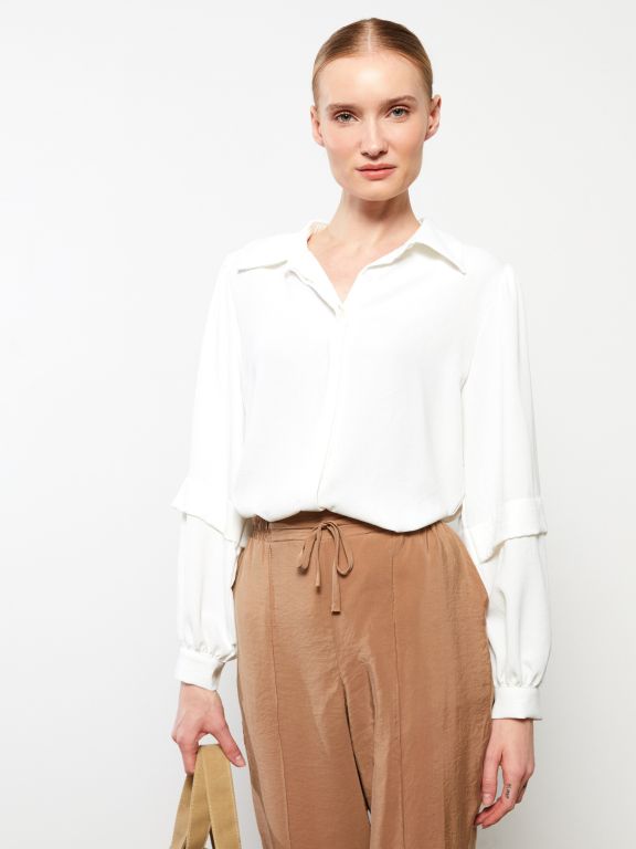 Buttoned Regular Long Sleeve Women's Shirt