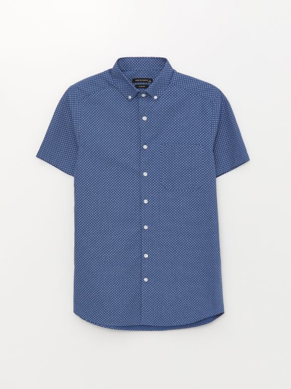 lim Fit Short Sleeve Patterned Men's Shirt